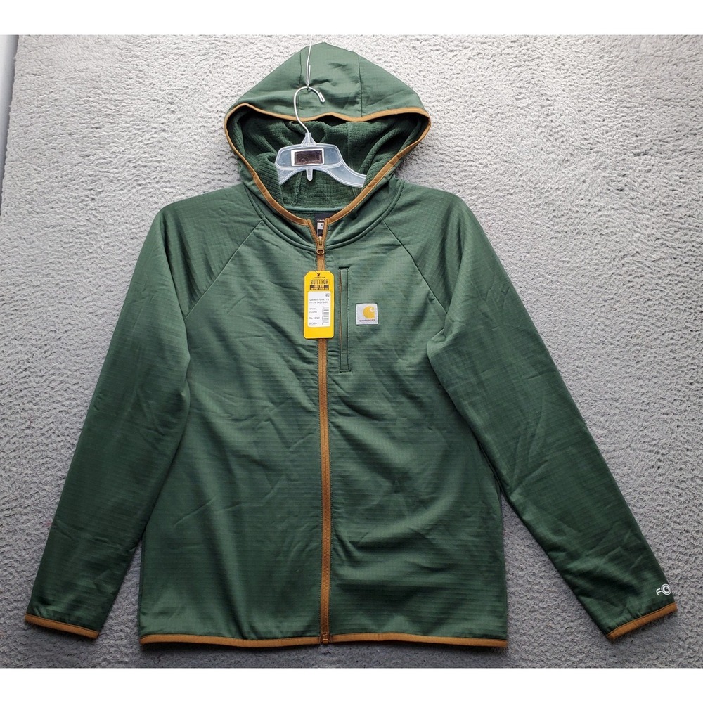 Carhartt Force Sweatshirt Youth XL Green Long Sleeve Hooded Full Zip CP8586